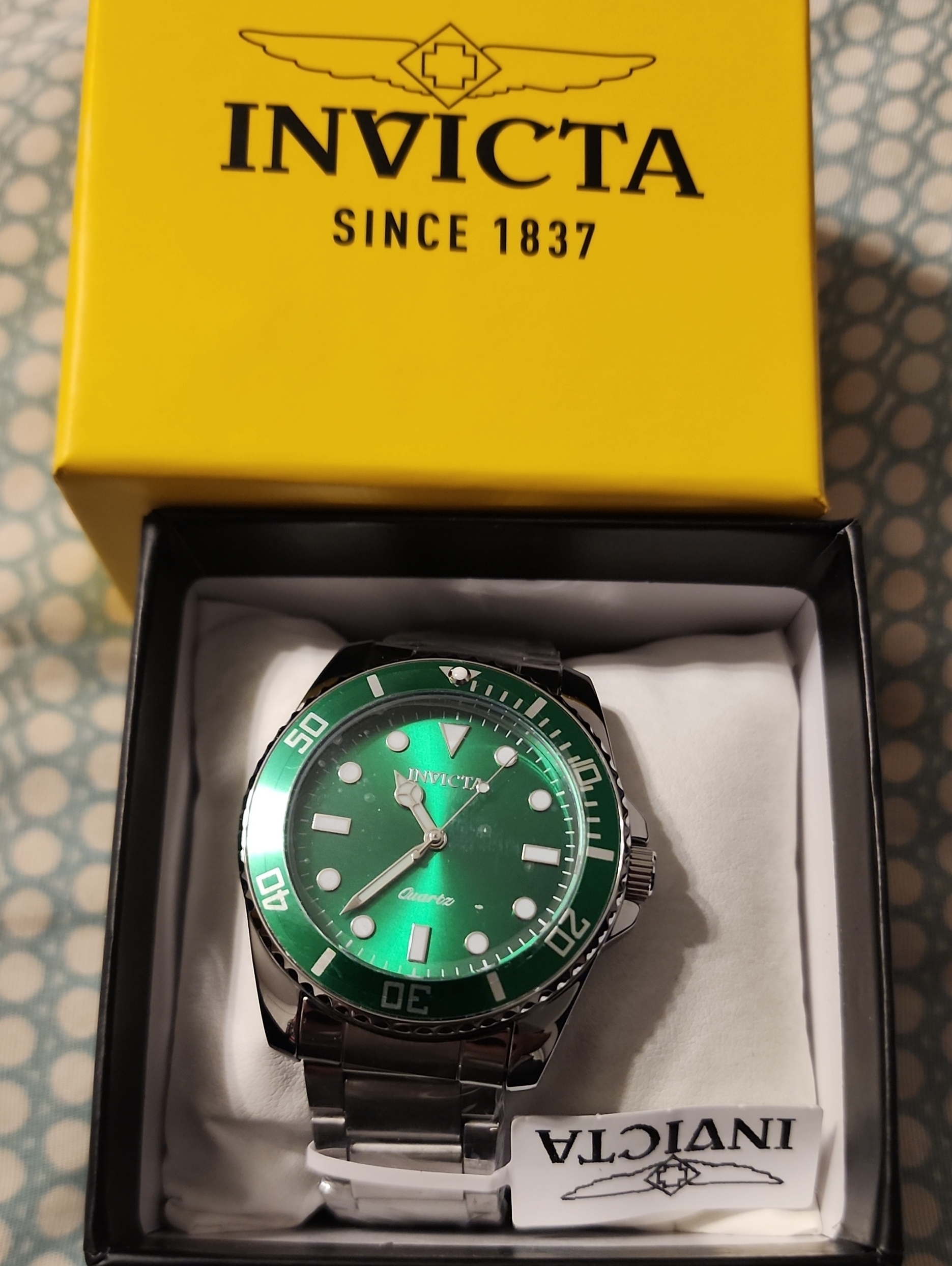 Invicta Green Dial Stainless Steel Diver Watch With Green Bezel